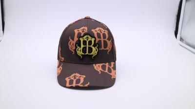China Unconstructed 7 Panels 52cm Printed Baseball Caps With Plastic Closure for sale