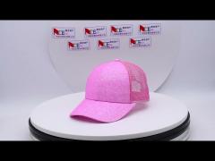 100% Polyester Blank Pink Sequins Trucker Hat