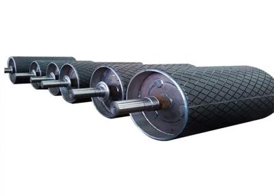 中国 High Frictional Force 25mm Rubber Coated Conveyor Drive Rollers For Steel Metallurgy 販売のため