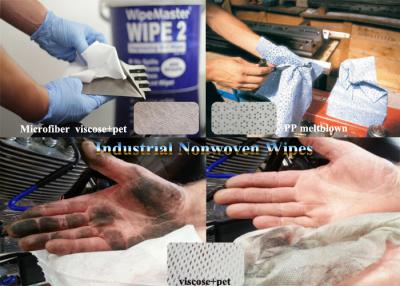 China El Nonwoven industrial absorbente de Spunlace del aceite limpia la pulpa de madera Viscose+Pet blanco, microfibra en venta