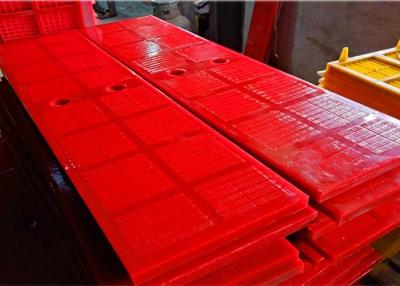 China 0.125mm aperture Polyurethane dewatering vibrating screen panel with red color for sale