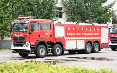 China HOWO 18T CAFS industriales fuego el camión de la lucha contra con la cabina doble de la fila en venta