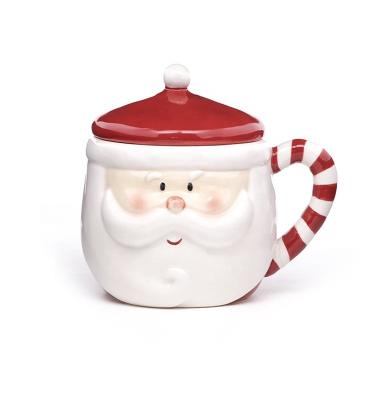 China Christmas 3d Mug Santa Shaped Ceramic Santa Coffee Christmas Gift Hand Painting Santa Claus Mug Porcelain Mugs for sale