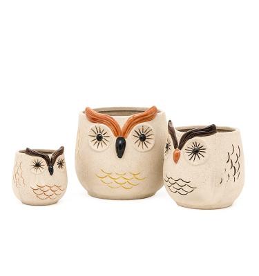 China 24 Inch 6 Inch  16 Inch Ceramic Flower Pots 3D Unique Owl Lovely Flower Succulent Pots Mode for sale