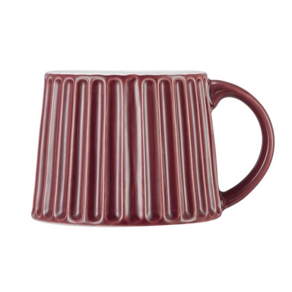 Quality Cute Ceramic Mugs Handmade 480ml Ceramic Unique Coffee Mug With Lines for sale