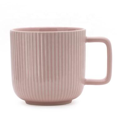 China Nordic style Mugs Morandi line custom mug Ceramic tall coffee mug 16Oz for sale