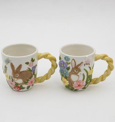 China Taças de café para jardineiros Água Taça de café impressões de mão pássaros 12 oz Taça de porcelana grande Cerâmica à venda