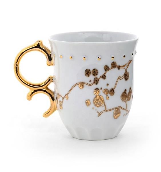 Quality Ceramic Coffee Mug Porcelain Everyday Mug Gold Handle JING REPUBLIC for sale