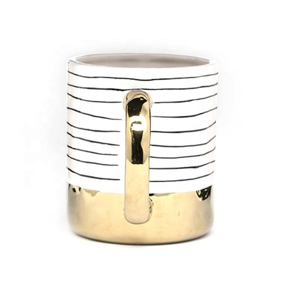 Quality 16oz Electroplated White Mug With Gold Handle For Everyday Mugs Personality 5 X for sale