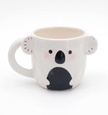 China Custom logo ceramic cute 3d animal face shaped coffee mugs for sale