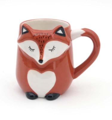China Hecho a mano 3D Fox Animal lindo Hermoso Cerámica Tazas Taza de café en venta