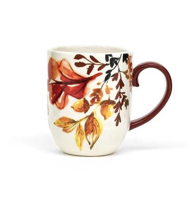 China Custom Printed Coffee Mugs Harvest Style Ceramic Mug With 3D Decal In Glaze for sale