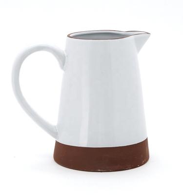 China White Ceramic Water Pitcher With Lid Custom Coffee Water Milk Pitcher Multicolored Manufacturing Jugs for sale
