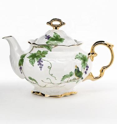 China Flower Ceramic Decorative Teapots Ceramic Teapot Large Capacity For Afternoon Tea for sale
