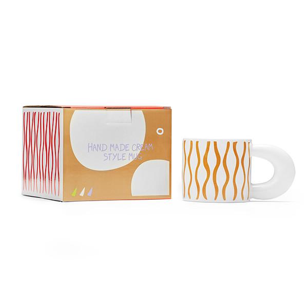 Quality Unique Handmade Ceramic Mugs Colorful Striped Pattern Tea Milk Porcelain Mug 3d for sale