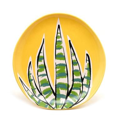 China 8.8 Inch Cactus Plants Ceramic Salad Plate Dinner Plate For Spring Summer for sale
