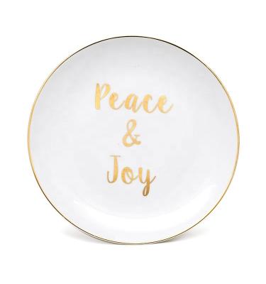 China Dessert White Custom Porcelain Plates Ceramic Plate Printing Designs for Christmas for sale