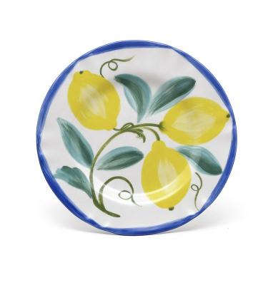 China Customized Garden Modern Fruits Lemon Printed Dessert Plates Dinner Plate Sets Ceramic for sale
