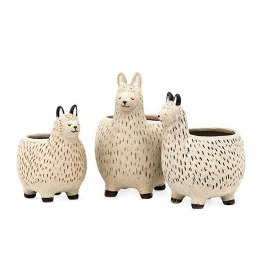 China Ceramic Decorative Flower Pots Modern 3D Animal Alpaca Shaped Indoor 6 Inch 12
