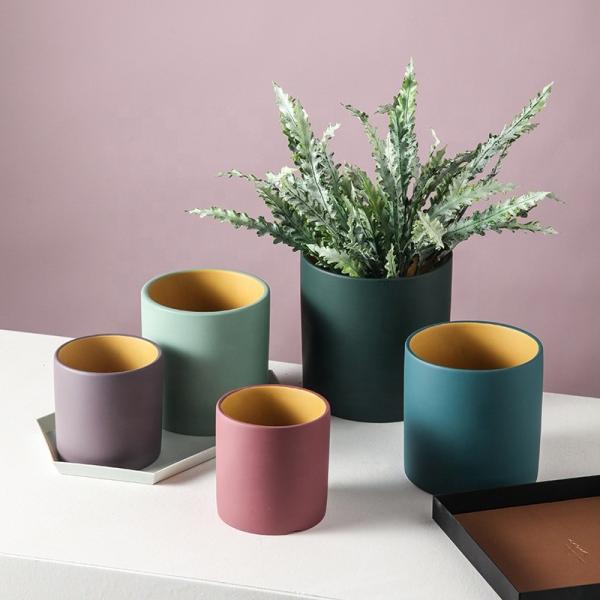 Quality Hot Sale 3 4 5 Inch Colorful Ceramic Cylinder Plant Pot Nordic Ceramic Flower Pot For customization for sale