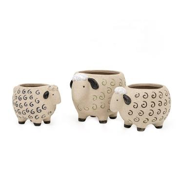 China Wholesale hot sale lovely instagram 3D unique sheep succulent flower pot in pottery clay ceramic for sale