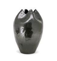 Quality High quality creative Petals shape black luxury ceramic vase with metal glazed for sale
