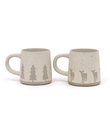 China Taza de café de Navidad hecha a mano Tazas de cerámica de piedra Tazas de regalo Taza de cerámica Impresión 3D de seda en venta