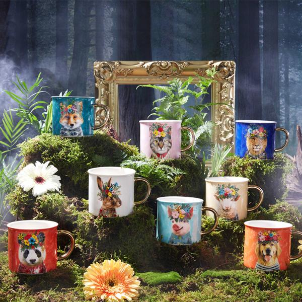 Quality Creative Vintage Ceramic Tumbler Travel Coffee Water Mug Breakfast Milk Tea Cup Garden Coffee Cups for sale