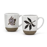 Quality Ceramic Coffee Cup Handmade Harvest Coffee Mug Stoneware Mugs Gift 3D Silk Print Five Leaves for sale