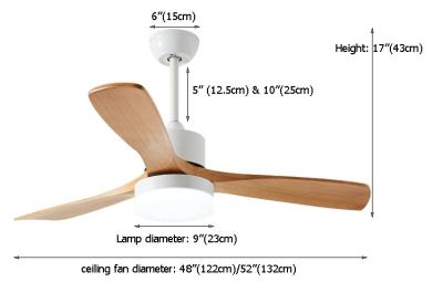 China 110V 220VDC 35W Metal And Wood Ceiling Fan Light For Living Room for sale