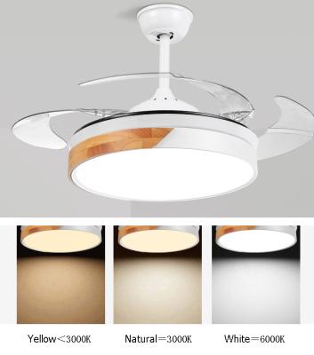 China 42inch 220v Retractable Crystal Ceiling Fan Hidden Blade Ceiling Fan With Light for sale