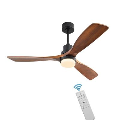 China 120V AC DC Wood Ceiling Fan Light Remote Control Living Room Chandelier for sale