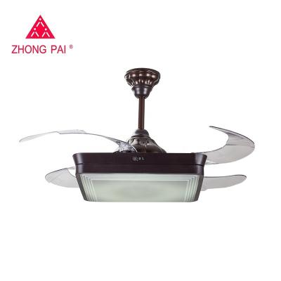 China Brown 70 Watt Flush Mount Retractable Ceiling Fan Light With Remote 5250lm for sale