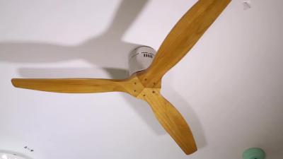 China OEM ODM Vintage Home 1320mm Matt White Natural Wood Ceiling Fan Light 6000K for sale