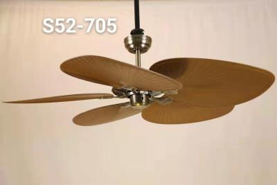 China Villa Exotic Malaysia 5 ABS Plam Blades Decorative Remote Ceiling Fans for sale