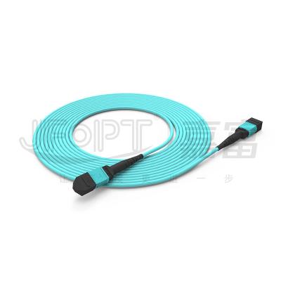 China 12 Core MPO Trunk Cable Multimode 50/125 3.0mm LSZH Aqua B Polarity Patch Cord for sale