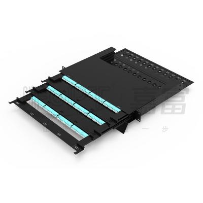 China 3 Layer Sliding Tray MPO Patch Panel 144 Cores 19 Inches 12 Cassette MPO/PC-LC/UPC 12 Core Cassette Module for sale