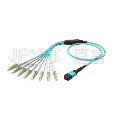 China MPO - LC Breakout Patch Cord 2.0mm Fanout LC DX With Clip MM Standard Loss Ferrule for sale