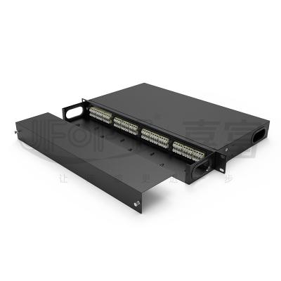 China 4 Cassettes MPO Patch Panel MM OM1 OM2 OM3 OM4 OM5 MPO-LC Jumper LC Duplex / Quad Adapters Up To 96 Fibers for sale