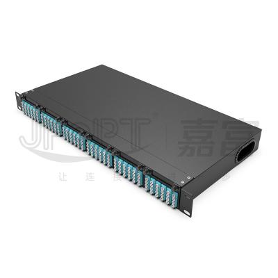 China Rack Mount Fiber Patch Panel 6pcs MPO Cassettes With 1pc 24 Cores Or 2pcs 12 Cores MPO-LC Cable for sale