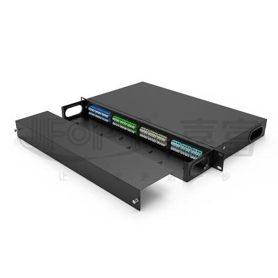 China Fixed 19 Inch Patch Panel 4 MPO Cassettes MPO-LC Module Box MPO Distribution Box for sale