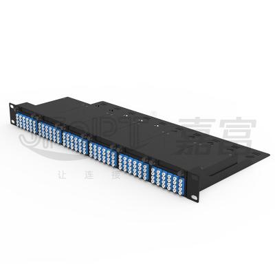 China 1U 144 Fibers MPO Patch Panel G657A1 G657A2 Single Mode Low Loss MPO / APC - LC / APC Fiber Optic Cassette Module for sale