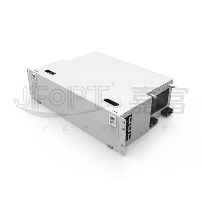 China 96 Core 3U Patch Panel LC DX ODF Fiber Box With 4 Modular Trays for sale