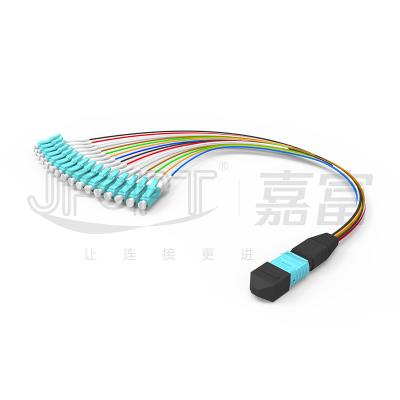 China MTP-LC Patch Cord 16 Cores Multimode Low Loss OM3 OM4 Polarity A/AF For MPO Cassette for sale