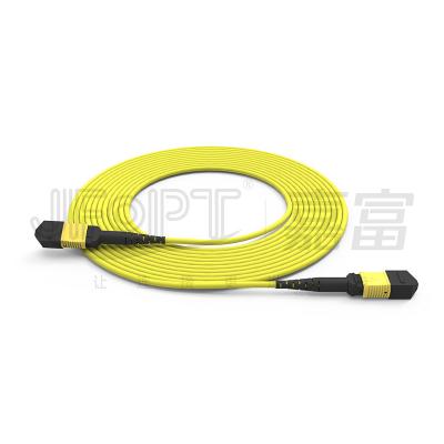 China OS2 MPO (F) -MPO (M) de baja pérdida de un solo modo de 12 núcleos de cable de parche de columna vertebral tipo A polaridad en venta