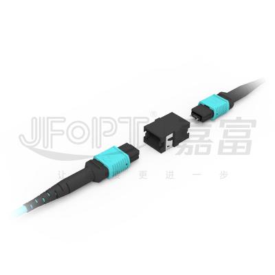 China 10 Gigabit MPO Trunk Cable 8/12 Cores Multimode Low Loss OM3/OM4 Type B Polarity for sale
