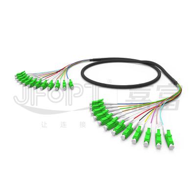 China LC-LC Cordão de fibra óptica de fita interna/externa, modo único, 12 núcleos, fios de aramida bloqueados por água, preto LSZH à venda