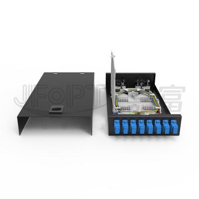 China Latch-Type Fiber Optic Termination Box Desktop/Wall-Mounted SC/LC/FC/ST 8-12 Ports Black for sale