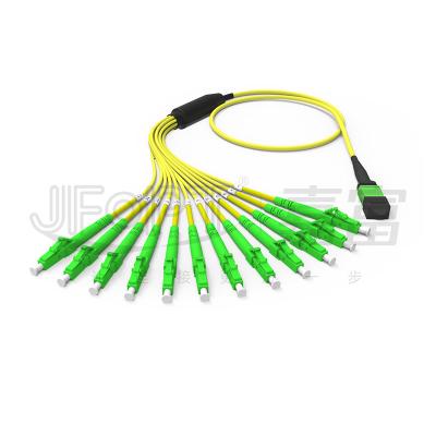 China LSZH Outer Jacket MPO LC Breakout Cable OS2 G657A1/ A2 Fiber Type A Polarity 3M MPO 12 Cores Fiber Connector Patch Cord for sale