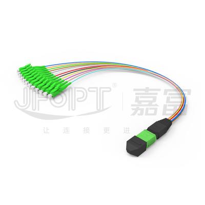 中国 MPO-LC 0.9mm 12Cores Breakout Cable パーソナライズされた長さ SM G657a1 ファイバー マルチファイバー モジュール ボックスアダプタ パッチコード 販売のため